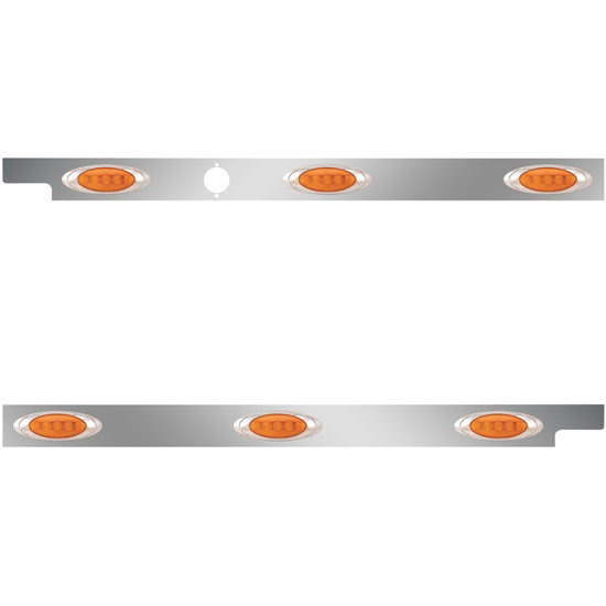2.5 Inch Stainless Steel Cab Panels W/ 6 Amber/Amber P1 LEDs W/ 1 Hole For Block Heater For Peterbilt 567 115BBC SFA