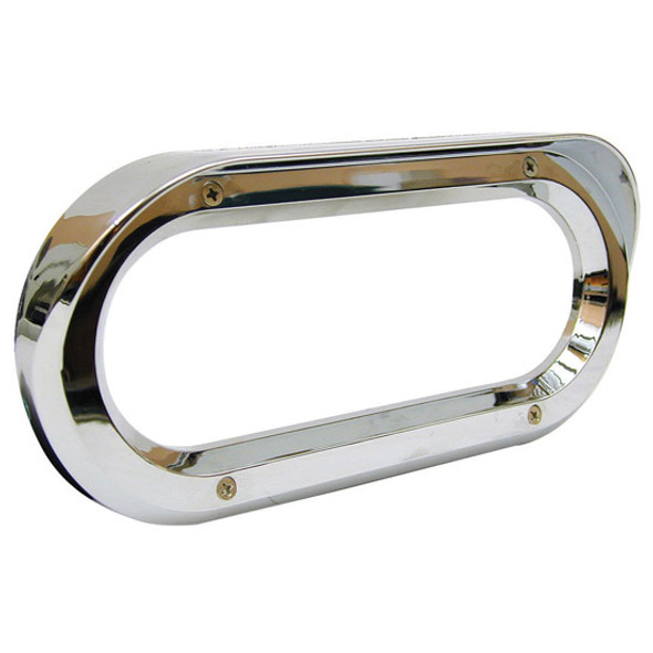 4 Inch Chrome Plastic Oval Bezel W/ Visor - Screw On 4 Inch Chrome Plastic Oval Bezel W/ Visor - Screw On