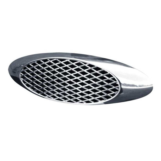2.19 X 6.25 Inch Chrome Oval Marker Light Mesh Bezel For Millenium M-1 Lights