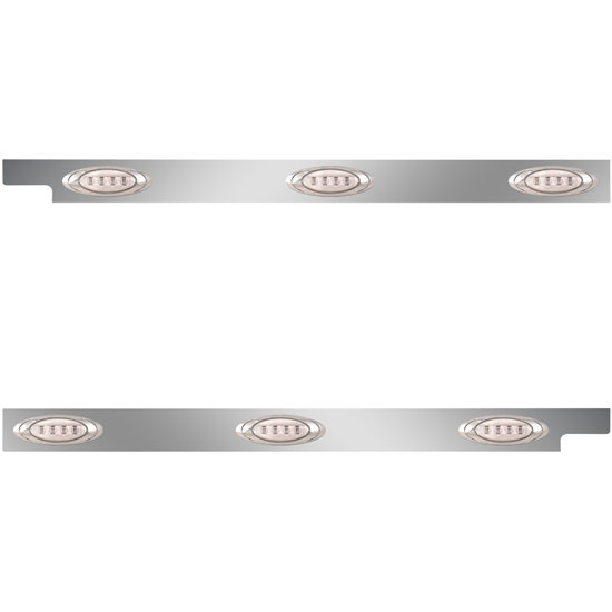 4 Inch Stainless Steel Cab Panels W/ 6 Amber/Clear P1 LEDs For Peterbilt 567 121BBC SFA