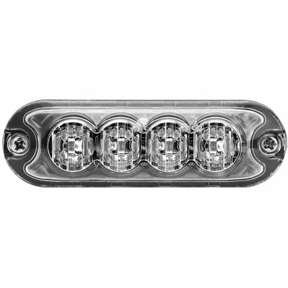 4 Diode Slim Surface-Mount Amber LED Clear Lens Strobe Light W/ 36 Patterns, Rounded Edges 4 Diode Slim Surface-Mount Amber LED Clear Lens Strobe Light W/ 36 Patterns, Rounded Edges