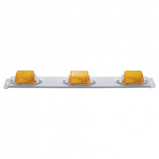 Steel Mini Identification Light Bar W/ 3 Amber Lights - Pre Wired - White Finish