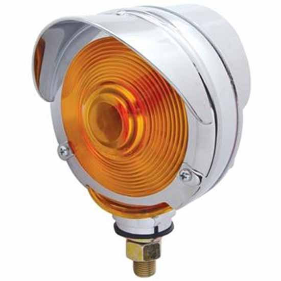 Double Face Turn Signal Light W/ Chrome Visor - Amber And Red Lenses