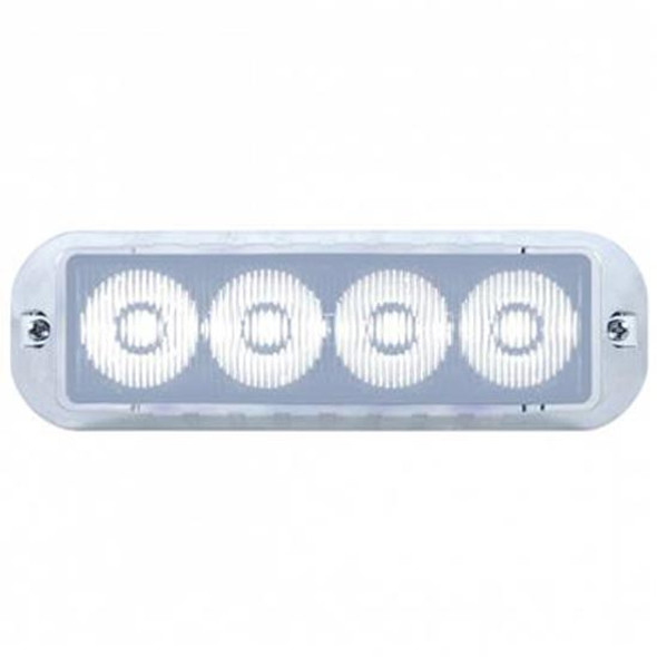 4 LED White Warning Light W/ Deluxe Chrome Bezel, Surface Mount 4 LED White Warning Light W/ Deluxe Chrome Bezel, Surface Mount