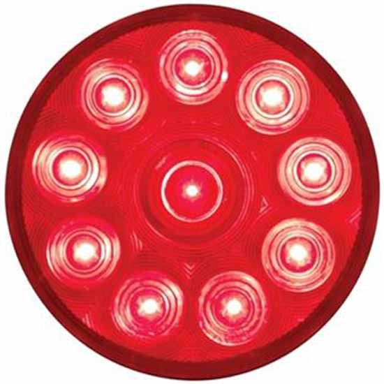 4 Inch Rnd 10 LED Stop, Turn, Tail Light - Red LED / Red Lens