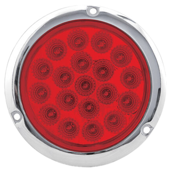 4 Inch Clear Red Stop, Turn & Tail RND Flange Mount LED Light W/ 19 Diodes 4 Inch Clear Red Stop, Turn & Tail RND Flange Mount LED Light W/ 19 Diodes
