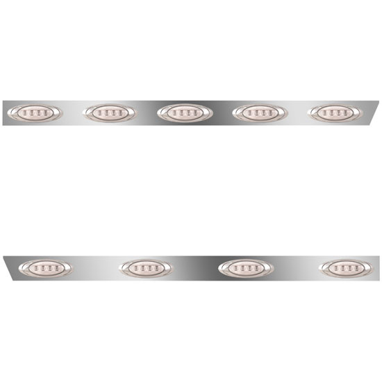 4 Inch Stainless Steel Cab Panels W/ Amber/Clear P1 LEDs For Peterbilt 388/389