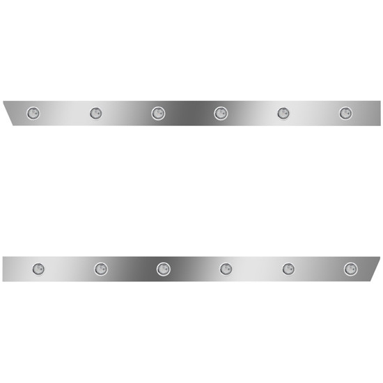 2.5 Inch Stainless Steel Cab Panels W/ Amber/Clear 3/4 Inch Lights For Peterbilt 386 W/ Cab Mount Exhaust