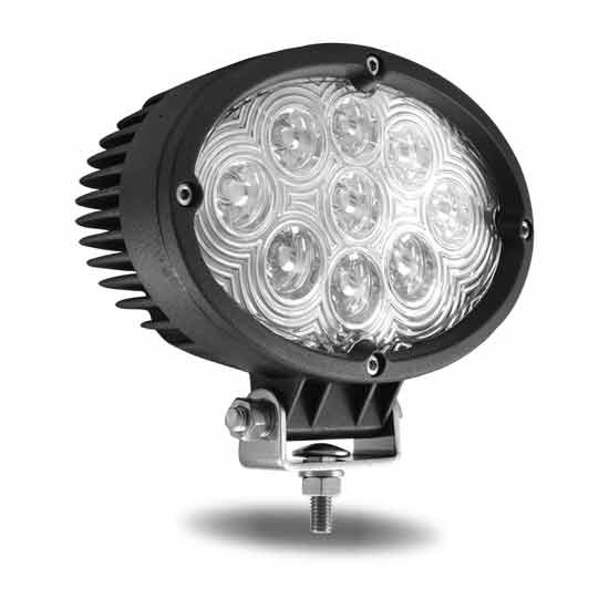 6 Inch Oval 9 Diode White LED Spot & Work Light W/ 9 Diodes & 900 Lumens