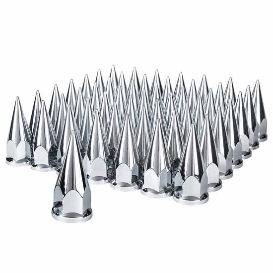 33MM X 4.875 Inch Chrome Plastic Push-On Super Spike Nut Cover - 60 Pack
