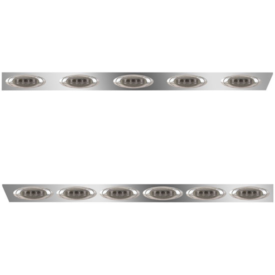 3 Inch Stainless Steel Cab Panels W/ 11 Total Amber/Clear Smoked LEDs For Peterbilt 389 131 BBC
