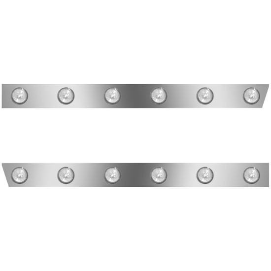 Stainless Steel Cab Panels W/ 12 Round 2 Inch Amber-Clear LED Lights For Peterbilt 378, 379