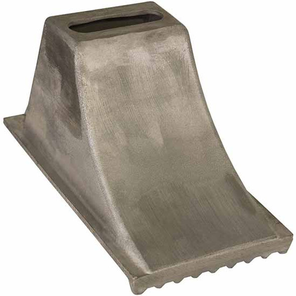 8.5 X 15 X 8.25 Inch Aluminum Wheel Chock With Row Of Rugged Teeth, Steep Slope Design 8.5 X 15 X 8.25 Inch Aluminum Wheel Chock With Row Of Rugged Teeth, Steep Slope Design