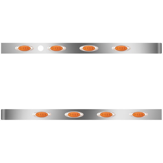 3 Inch Stainless Steel Extended Wrap Cab Panels W/ 8 P1 Amber/Amber LEDs For Peterbilt 378, 379, 388, 389
