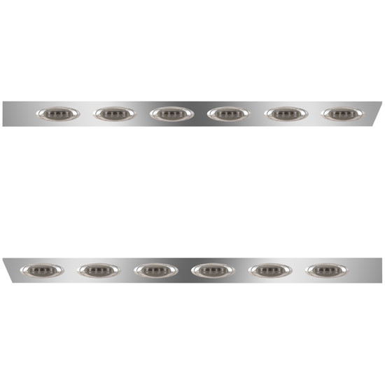 3 Inch Stainless Steel Extended Cab Panels W/ 12 P3 Amber/Smoked LEDs For Peterbilt 378, 379, 388, 389
