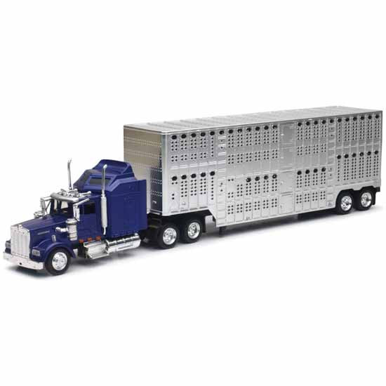 CSM 1:43 Scale Kenworth W900 Blue Cab, Pot Belly Livestock Diecast Model