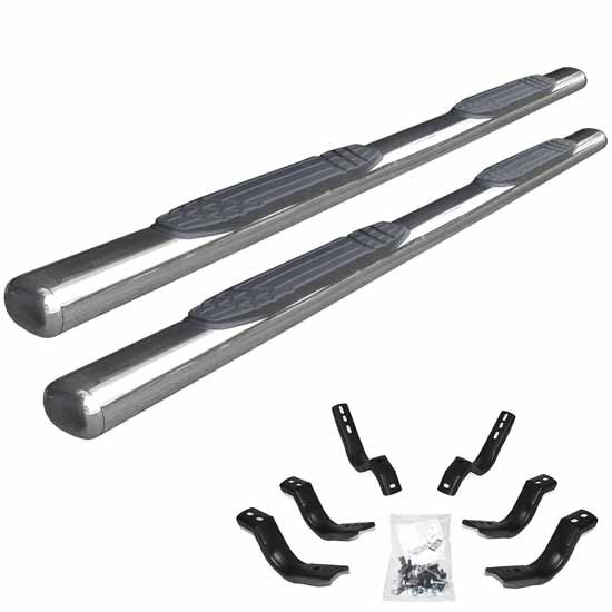 Go Rhino 1000 Series 4 Inch SS Side Step Kit W/ Brackets For GMC Sierra, Chevrolet Silverado 2500HD, 3500HD Crew Cab