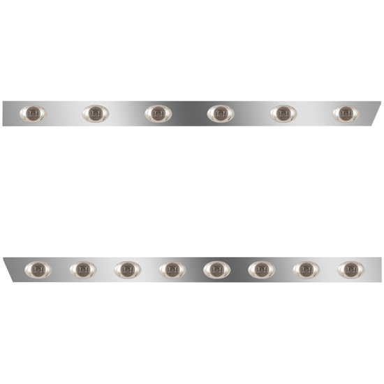 3 Inch Stainless Steel Standard Cab Panels W/ 14 P3 Amber/Smoked LEDs For Peterbilt 389 131 BBC