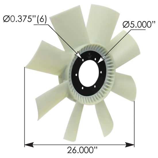 BESTfit 26 Inch Fan Blade, 5 Inch Pilot Hole Replaces 25195333, 2MH446