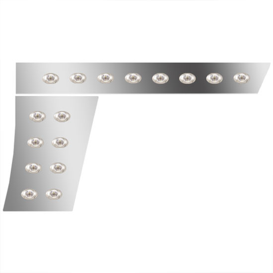 Stainless Steel Extended Cab/Cowl Panels W/ 32 P3 Amber/Clear LEDs For Peterbilt 389 131 BBC