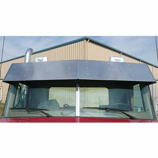 Roadworks 10 Inch Stainless Steel Drop Visor For Mack W/ Flat Top