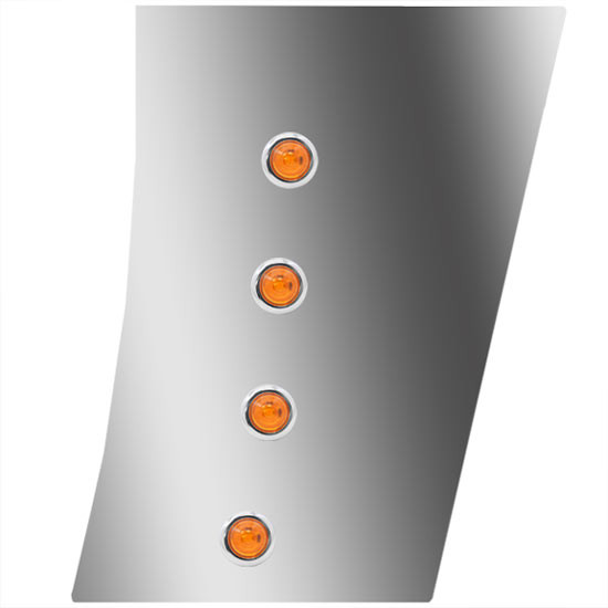 Stainless Steel Wide/Narrow Cowl Panels W/ 8 - 3/4 Inch Amber/Amber LEDs For Peterbilt 389 131 BBC