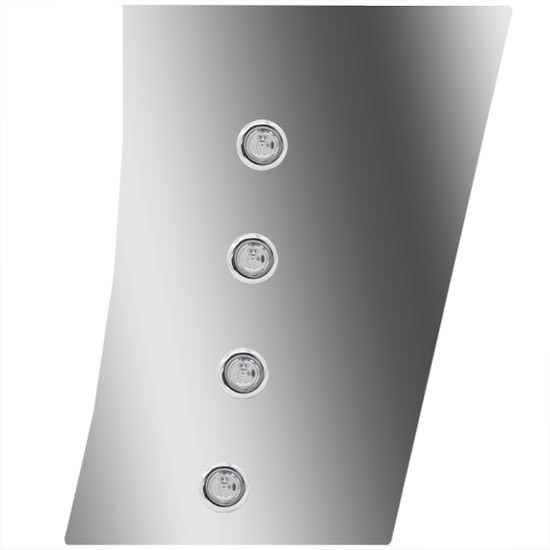 Stainless Steel Wide/Narrow Cowl Panels W/ 8 - 3/4 Inch Amber/Clear LEDs For Peterbilt 389 131 BBC
