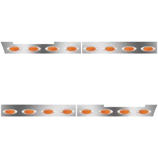 58 Inch Stainless Steel Side Fairing Panels W/ 16 P1 Amber/Amber LEDs For Volvo VNL Gen II 730/780