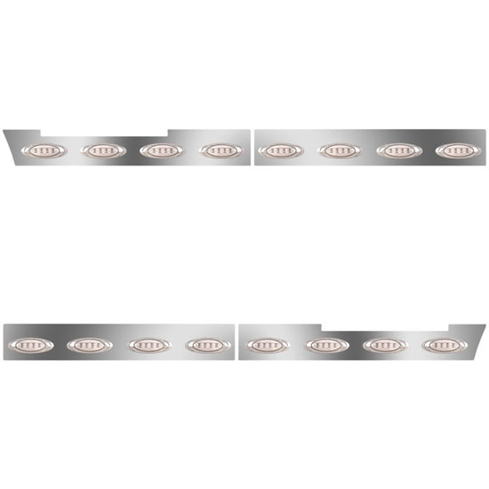 58 Inch Stainless Steel Side Fairing Panels W/ 16 P1 Amber/Clear LEDs For Volvo VNL Gen II 730/780