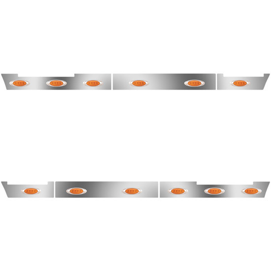 Stainless Steel Side Fairing Panels W/ 58 Inch Front, 12 P1 Amber/Amber LEDs For Volvo VNL Gen II