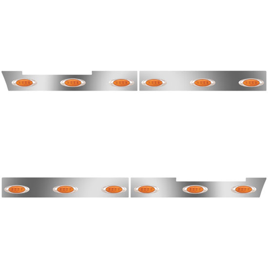 Stainless Steel Side Fairing Panels W/ 58 Inch Front, 24 P1 Amber/Amber LEDs For Volvo VNL 630/670 Gen II