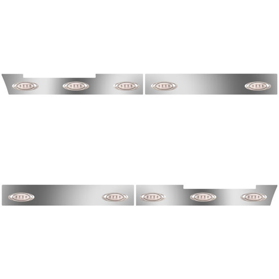 Stainless Steel Side Fairing Panels W/ 58 Inch Front, 20 P1 Amber/Clear LEDs For Volvo VNL 430 Gen II
