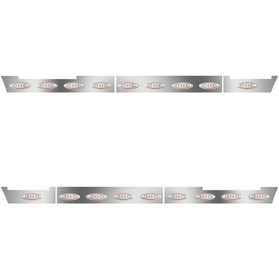 Volvo VNL Gen II Stainless Steel Front Side Fairing Trim Panel 6 PC Set W/ Amber LED P1 Lights - Pair
