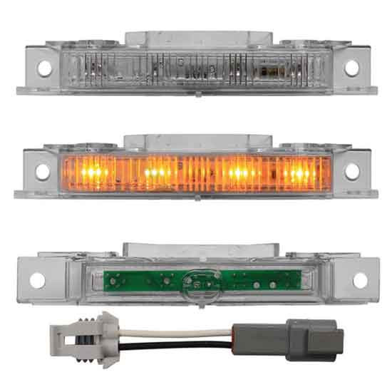 Amber LED Visor Cab Light W/ Harness & Clear Lens For Volvo VNL, VNM & VT