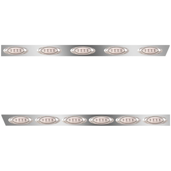 4 Inch Stainless Steel Standard Cab Panels W/ 11 Total P1 Amber/Clear LEDs For Peterbilt 389 2012-Newer