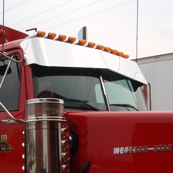 12 Gauge Customs 14 X 10 Inch Stainless Steel Reverse Bowtie Visor For Western Star 4964 EX Constellation