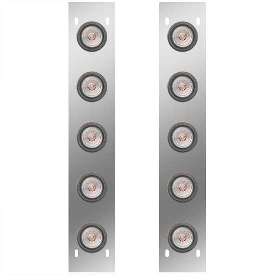 Stainless Steel Front Air Cleaner Panels W/ 10 - 2 Inch Amber/Clear LEDs For Western Star Constellation 1997 - 2016