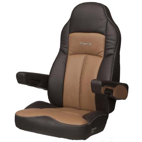Seats Inc. Legacy Silver Seat W/ High Back, STD Base, Armrests - DuraLeather Black / Brown