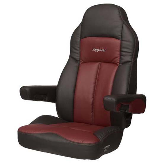 Seats Inc. Legacy Silver Seat W/ High Back, STD Base, Armrests - DuraLeather Black / Burgundy