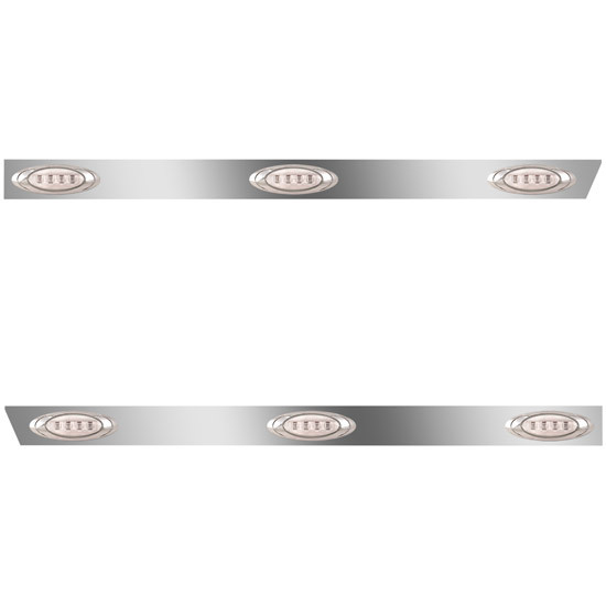 3 Inch Stainless Steel Day Cab Panels W/ 6 P1 Amber/Clear LEDs For Peterbilt 367, 388 123 BBC