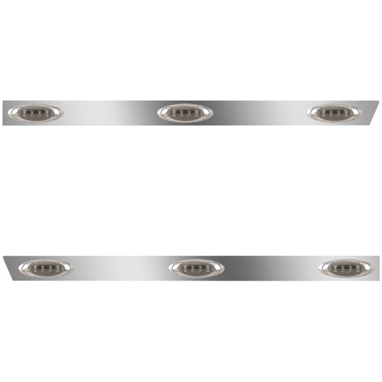 3 Inch Stainless Steel Day Cab Panels W/ 6 P1 Amber/Smoked LEDs For Peterbilt 367, 388 123 BBC