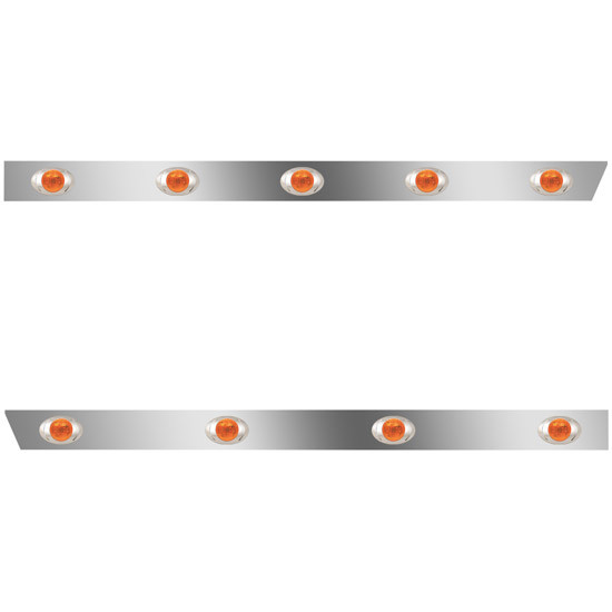 3 Inch Stainless Steel Standard Cab Panels W/ 9 Total P3 Amber/Amber LEDs For Peterbilt 388, 389 123 BBC