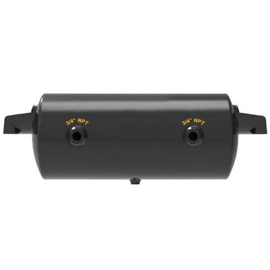 Black Steel Air Tank 9.5 OD X 22.5 Inch - 3/4 Inch Ports & 1/4 Inch Drain For Trailer