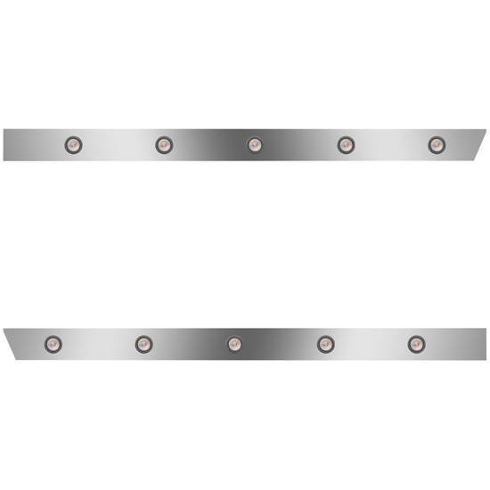 3 Inch Stainless Steel Extended Cab Panels W/ 10 - 2 Inch Amber/Clear LEDs For Peterbilt 388, 389 123 BBC