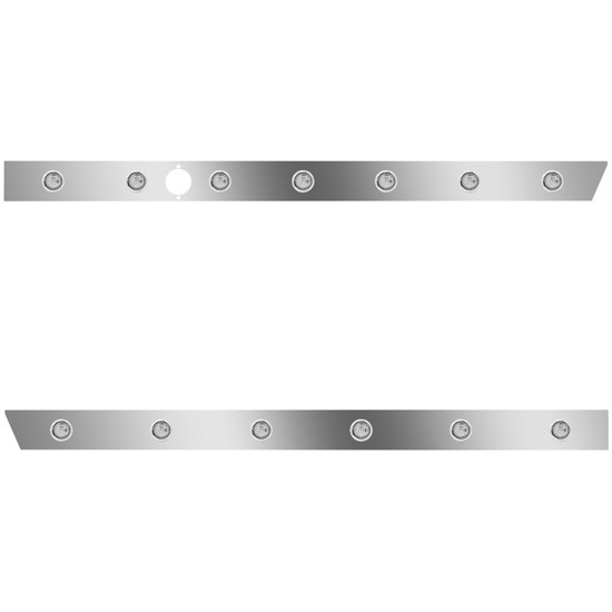 3 Inch Stainless Steel Standard Cab Panels W/ 13 Total 3/4 Inch Amber/Clear LEDs W/ Hole For Block Heater For Peterbilt 388, 389 123 BBC