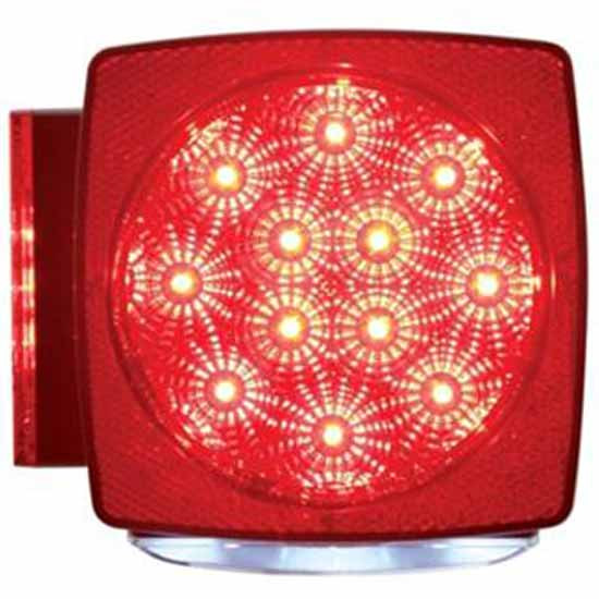 Over 80 Inch Wide Reflector Submersible Combo Tail Light With License Light - Red LED / Red Lens
