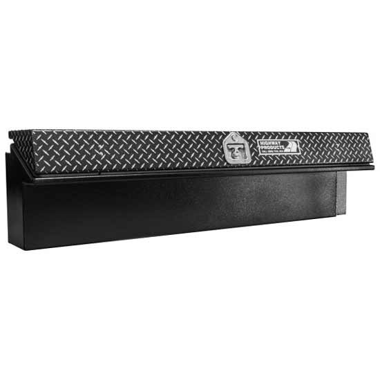 Smooth Black Aluminum Driver Side Low Side Tool Box W/ Black Diamond Plate Lid- 90 X 16 X 16 Inch