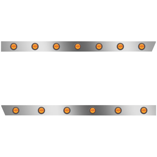 4 Inch Stainless Steel Standard Cab Panels W/ 13 Total - 2 Inch Amber/Amber LEDs For Peterbilt 388, 389 123 BBC