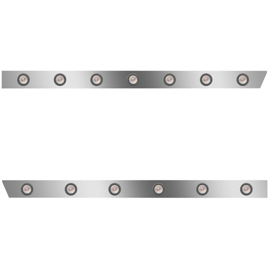 4 Inch Stainless Steel Standard Cab Panels W/ 13 Total - 2 Inch Amber/Clear LEDs For Peterbilt 388, 389 123 BBC