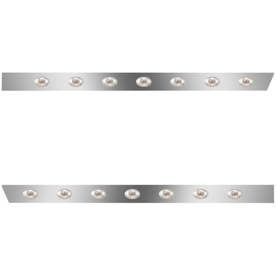 4 Inch Stainless Steel Extended Cab Panels W/ 14 P3 Amber/Clear LEDs For Peterbilt 388, 389 123 BBC